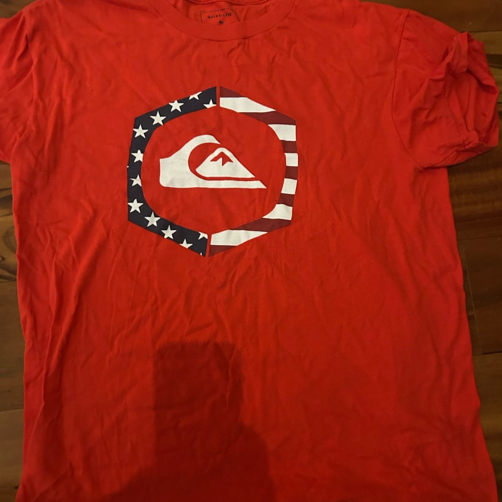 Quiksilver Red T-Shirt with Patriotic Logo